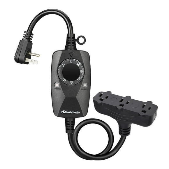 Temporizador de luz DEWENWILS para exteriores, resistente a la intemperie, con cable de 2 pies y 3 enchufes
