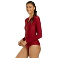 thumbnail image 4 of Sporti Active Solid Zip Front Long Sleeve One Piece Swimsuit, High Cut, Unpadded (Women’s), 4 of 11