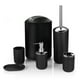 thumbnail image 1 of Juego de soporte para cepillo de dientes y bote de basura, cepillo de baño, caja de jabón, dispensador de loción, accesorios de baño de hotel de color negro, 1 of 8
