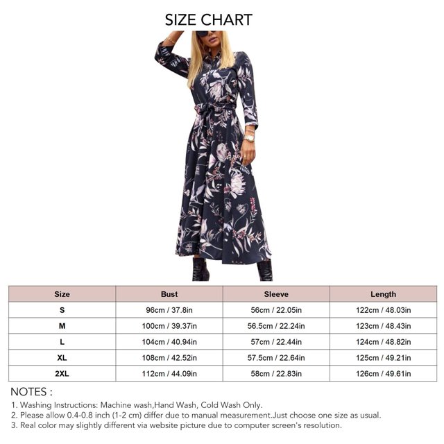 Vestido largo con lazo en la cintura elegante y cómodo vestido con estampado floral con botones informal para citas para dama para vacaciones ANGGREK Otros