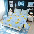 thumbnail image 2 of meiyoeat Blue Softball Bow Bed Sheets for Girls, Kawaii Princess Bowknot Full Size Sheets, 4pcs, 1 Flat Sheet, 1 Fitted Sheet and 2 Pillowcases, 2 of 5