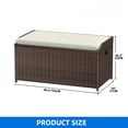 thumbnail image 3 of Dextrus Large Outdoor Storage Bench, 70 Gallon  PE Rattan Storage Box w/Handles and Soft Cushion,for Patio Garden,Brown, 3 of 10