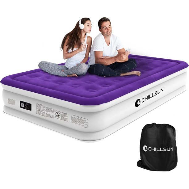 CHILLSUN Air Mattress 16" Queen DoubleHigh Airbed with Builtin Pump