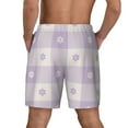 thumbnail image 4 of Balery Floral Purple Buffalo Plaid Mens Swim Trunks Swim Shorts for Men Quick Dry Inseam Beach Shorts with Compression Liner Pocket-Small, 4 of 9