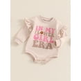 thumbnail image 2 of Caoirhny Baby Girls Romper, Long Sleeve Crew Neck Letters Print Bodysuit Clothes for Casual Daily, 2 of 7