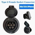 thumbnail image 4 of EV Charging Socket Outlet Type 2 Socket Connector 4 Point Fixed European Standard IEC 62196-2 32A 3 Phase AC,1 x Type 2 Female Socket Connector,Black, 4 of 5