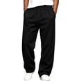 thumbnail image 2 of Hsovts Mens Tall Size Baggy Sweatpants Wide Leg Open Bottom Soft Fleece Material Multiple Solid Colors Leisure Bottoms Black M, 2 of 7