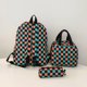 thumbnail image 4 of Mochila A Cuadros Escolar Con Almuerzo para Lápices Y Adolescentes () Verde, 4 of 5