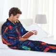 thumbnail image 6 of Naloa Neon City Map Men’s Pajamas Set - Long Sleeve Button Down Sleep Shirt and Pajama Bottoms Sleepwear Set-Large, 6 of 7