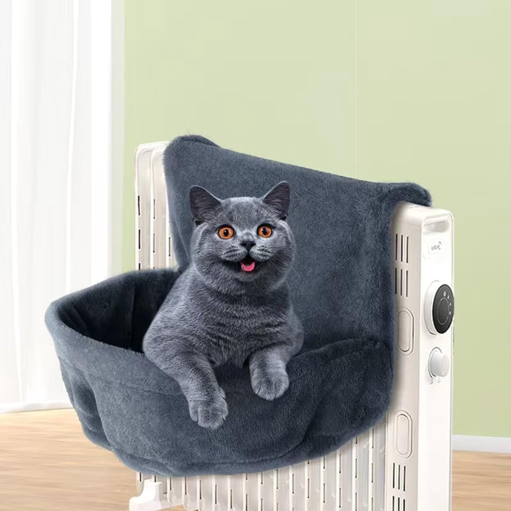 Colourtree Light Grey Plush Cats Hammock Bed Large Hanging Hammock Sleep Bed Warm Pet Bed for Winter Detachable and Machine Washable