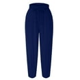 thumbnail image 4 of Ohufall Capris for Women Summer Fashion Solid Color Ice Silk Capri Pants Loose Fit Drawstring Elastic Waist Cropped Pants, 4 of 5