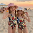thumbnail image 2 of Girls One Piece Swimsuits Size 10-12 Swim Bikini Sets Patriotic American Flag Floral Print Summer Sleeveless Beach Vacation Happy Festival Bathing Suit Multicolor 2-3 Years, 2 of 6
