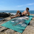 thumbnail image 4 of Amzcrzy Polyester Ocean Elements Beach Towel Oceans-Themed Beach Towel Starfishs Seashells and Sea Turtle Fast-Drying Absorbent Bath Towel Microfiber Beach Towel Non-Functional Blankets, 4 of 6