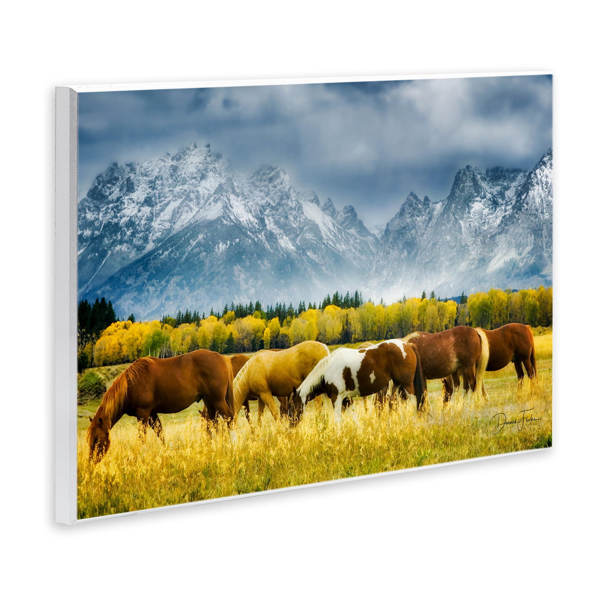 Stupell Industries Horses in Wilderness Landscape Painting Unframed Art Print Wall Art, 15 x 10