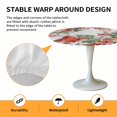thumbnail image 2 of Elastic Fitted Round Tablecloth, Cardinal Bird Waterproof Stretch Table Cover for 36"-44" Tables, Winter Poinsettia Pine Cones Berry Wood Washable Outdoor Tablecloths for Patio, Picnic, Camping, 2 of 9