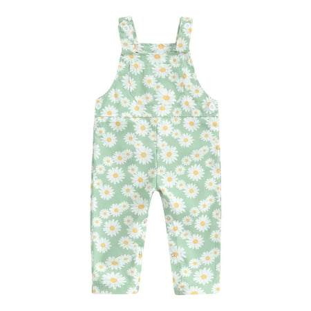 

CocMouse Baby Girl Summer Overalls Sleeveless Daisy Print Suspender Romper