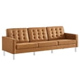 thumbnail image 3 of Sofa Couch, Tan Silver, Vegan Leather, Mid Century Living Lounge Cafe Lobby Hospitality Restaurant, Modern Contemporary HB34848, 3 of 11