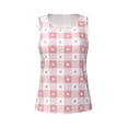 thumbnail image 4 of Xecao Plaid Heart print women's scoop neck, loose-fit workout tank tops for the gym., 4 of 9
