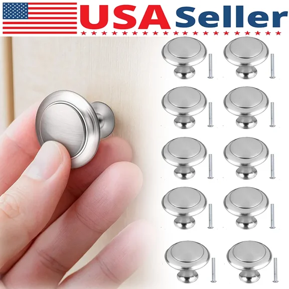 10Pcs Cabinet Knobs Brushed Nickel Drawer Pulls Door Handles Kitchen Hardware