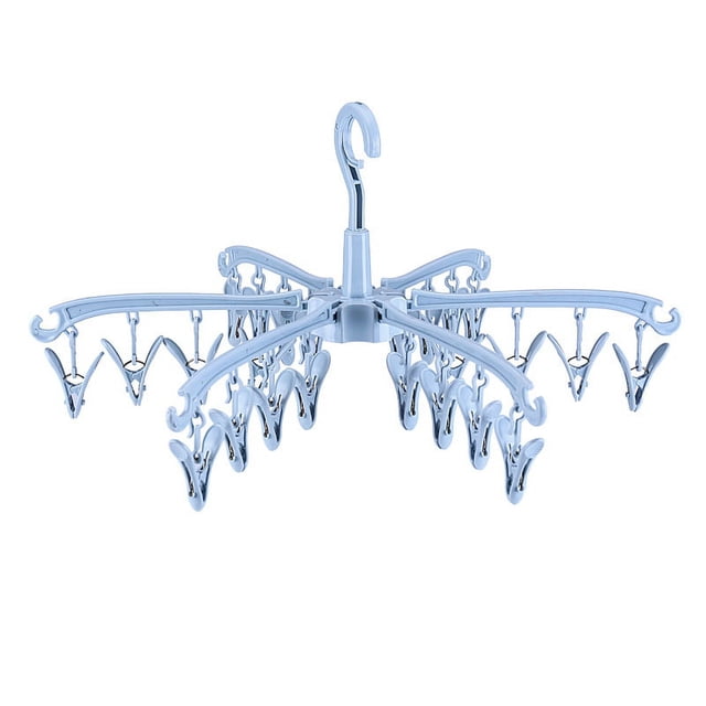 Jinsinto Indoor Outdoor Clothes Drying Rack, 24 Foldable Hanging Clothes Dryer Clips, Sock Drying Rack
