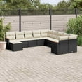 thumbnail image 1 of vidaXL 11 Piece Garden Sofa Set with Cushions Black Poly Rattan, 1 of 5