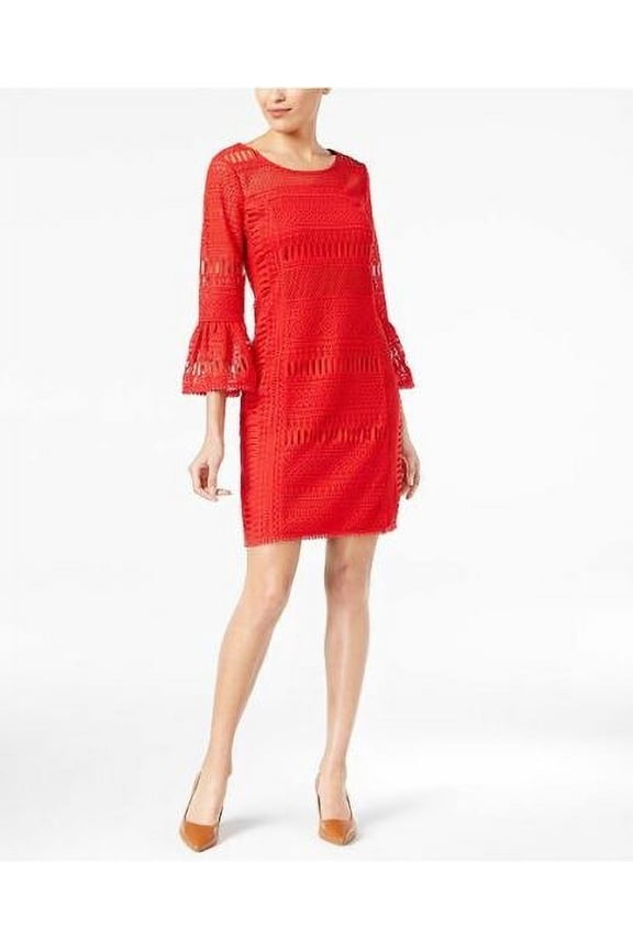 Crochet Illusion Dress Red 18