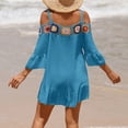 thumbnail image 3 of Aayomet Sun Dresses Women Summer Crochet Bikini Cover Up Beach Slip Cutout Irregular Dress Swimwear Cover Ups Beachwear,Blue One Size, 3 of 5