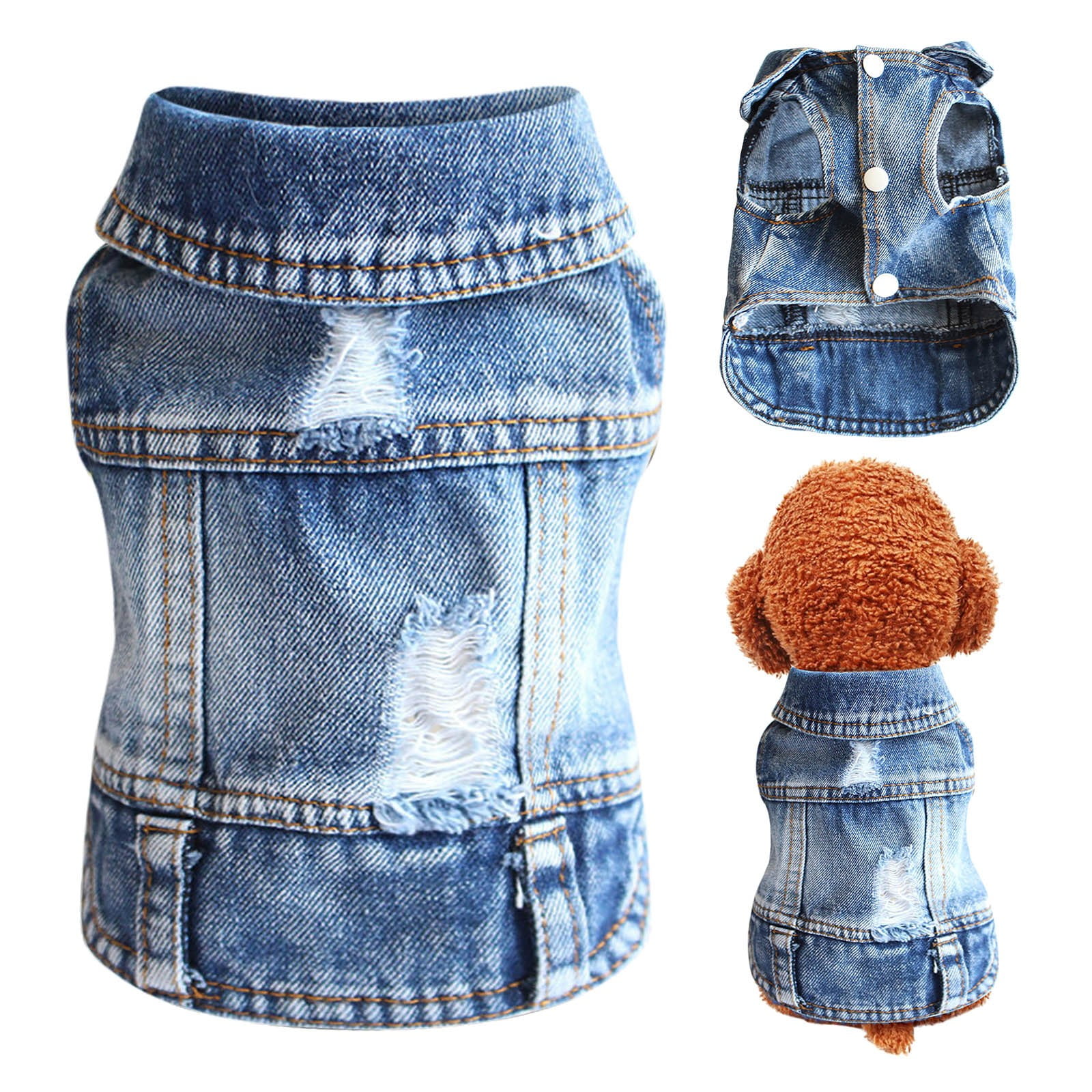 Dog Skirts for Small Dogs , Dog Jean Jacket Cool Shirt Breathable Spring Fashion Vest Clothing for Small Dogs Cats Pet Dog Clothes (Blue, XS)
