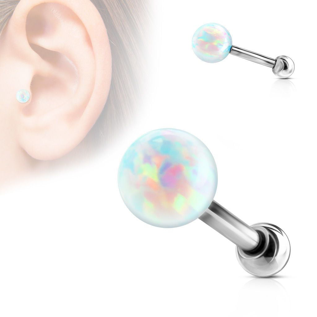 4pc Value Pack Opal Internally Threaded Steel Cartilage Studs Labrets Monroes 