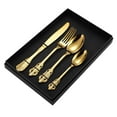 thumbnail image 1 of Matoen12 4Pcs Flatware Sets Stainless Steel Cutlery Set Knife Spoon and fork Mirror Polished Kitchen Set Gold, 1 of 1