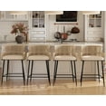 thumbnail image 2 of Guyou Farmhouse Woven Bar stools Set of 2, 27 Inch Linen Upholstered Rattan Counter Height Bar Chairs, Modern Cane Kitchen Island Chairs with Curved Back for Dining Room Patio Garden, White, 2 of 7