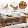 thumbnail image 3 of Finmind 55" Solid Wood Entryway Bench, Upholstered End of Bed Bench with Cushion for Entry, Brown, 3 of 9