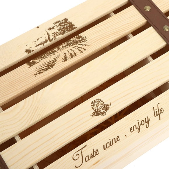 Caja De Vino, Caja De Regalo De Vino Inodoro, Capacidad Para 2 Botellas, Madera Práctica Con Mango Portátil Para Almacenamiento