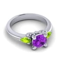 thumbnail image 3 of 2.50 Carat Stunning Round Cut Blue Sapphire & Peridot Gemstone Wedding Ring for her 18K White Gold Size 6.5 by Diamond-Capitals, 3 of 8