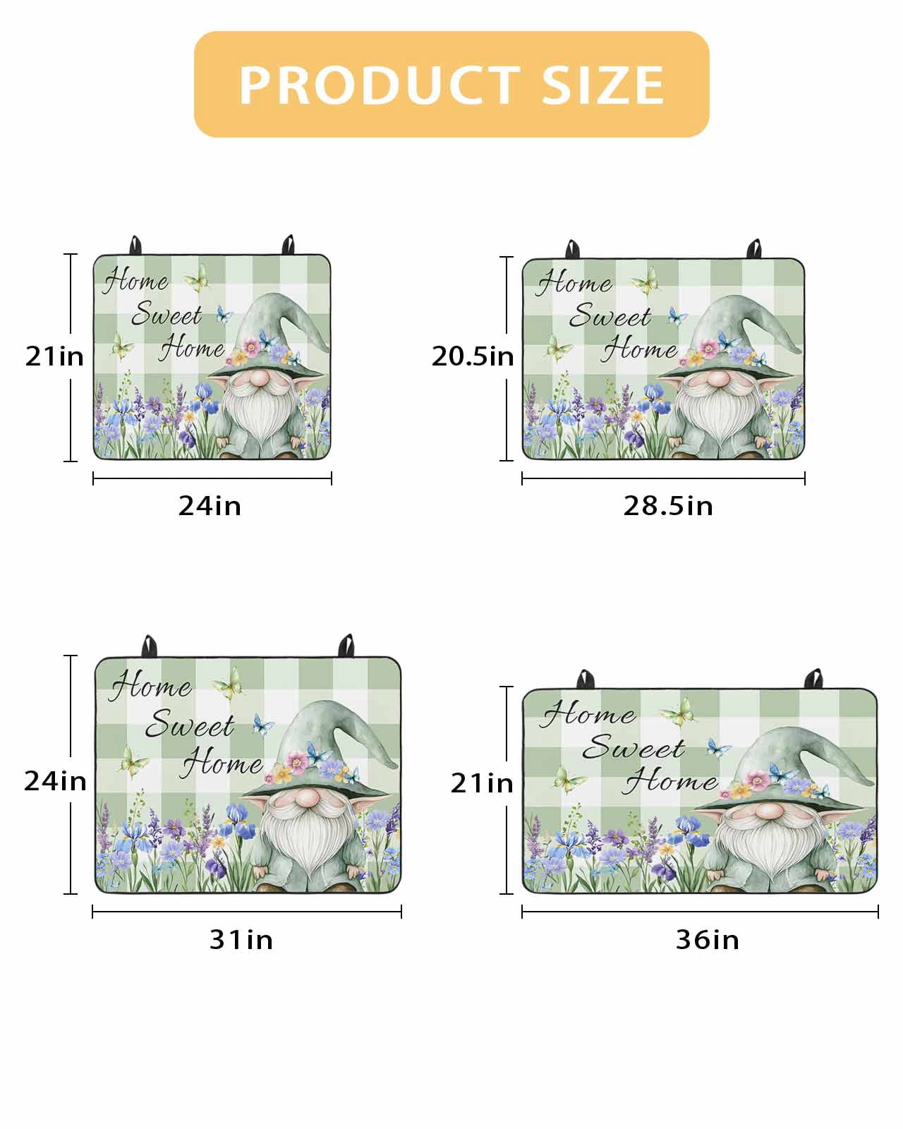 nqOlkjepod Large Induction Cooktop Protector Mat 24"x21", Green Gnomes Stove Top Covers for Electric Stove, Spring Botanical Flowers Buffalo Plaid Stove Burner Cover Mats, Glass Top Stove Cover