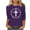 thumbnail image 2 of EGNMCR Easter Chemises Imprimées Graphiques pour Femmes Chemises pour Femmes Mode Féminine Easter Day Imprimé Oreilles de Lapin Manches 3/4 Blouse Col Rond Hauts Décontractés T-shirt pour Femmes, 2 of 4