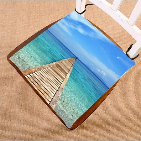 

YKCG Wooden Bridge to Ocean Blue Sky Sea Ocean Coastal Seat Cushion Chair Cushion Floor Cushion Twin Sides 20x20 inches