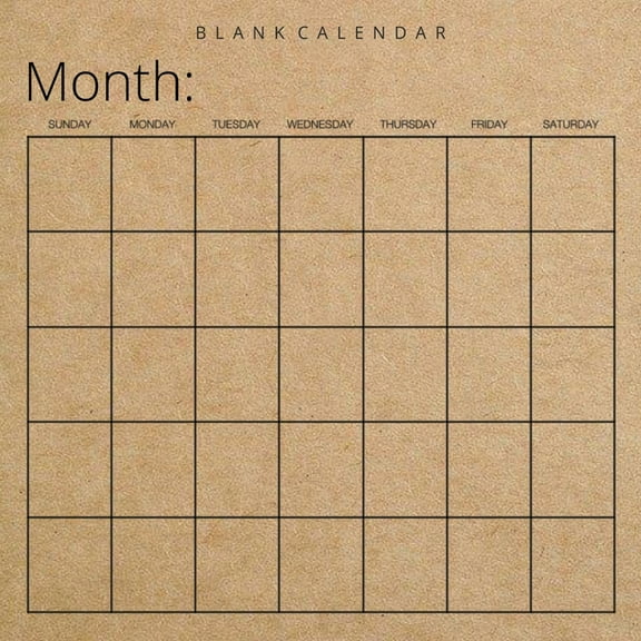 Blank Calendar: Kraft Brown Paper, Undated Planner for Organizing, Tasks, Goals, Scheduling, DIY Calendar Book (Paperback)