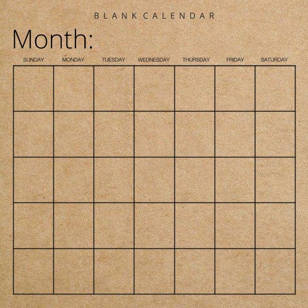 Blank Calendar Kraft Brown Paper, Undated Planner for Organizing