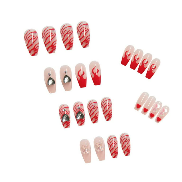 Aetomce 24 Pcs Cute Press on Nails Medium with Designs, Coffin Acrylic  False Nails,Pink Ballerina Artificial Glue on Nails, Rabbit Resin Charms  and Rhinestones Stick on Nails for Women 