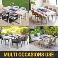 thumbnail image 5 of Independence Day Table Cloths for 6 Foot Rectangle Tables, USA Flag Truck Gnomes Wooden Grian Patio Waterproof Elastic Fitted Tablecloths, Washable Rectangular Table Cover for Camping, 5 of 8