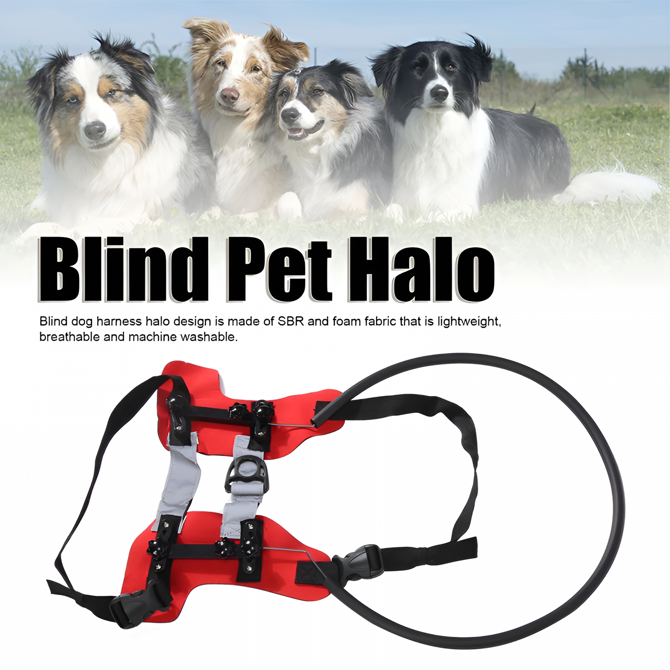 GASTROPOD 2026 New Blind Dog Halos Adjustable Wear Resistant Blind Dog Harness Guiding Device Ring Bumper Collar for Dogs Cats Pets S