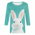 thumbnail image 5 of Chandail de Pâques pour Femmes avec Manches 3/4 et Col Rond, T-Shirt Décontracté Imprimé pour les Fêtes de Printemps et les Événements d'Église, 5 of 5