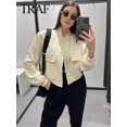 thumbnail image 3 of TRAF-chaqueta Bomber Vintage de manga larga para mujer, abrigos informales, ropa de calle, elegante, con solapa y cremallera, Primavera, 2023, 3 of 4