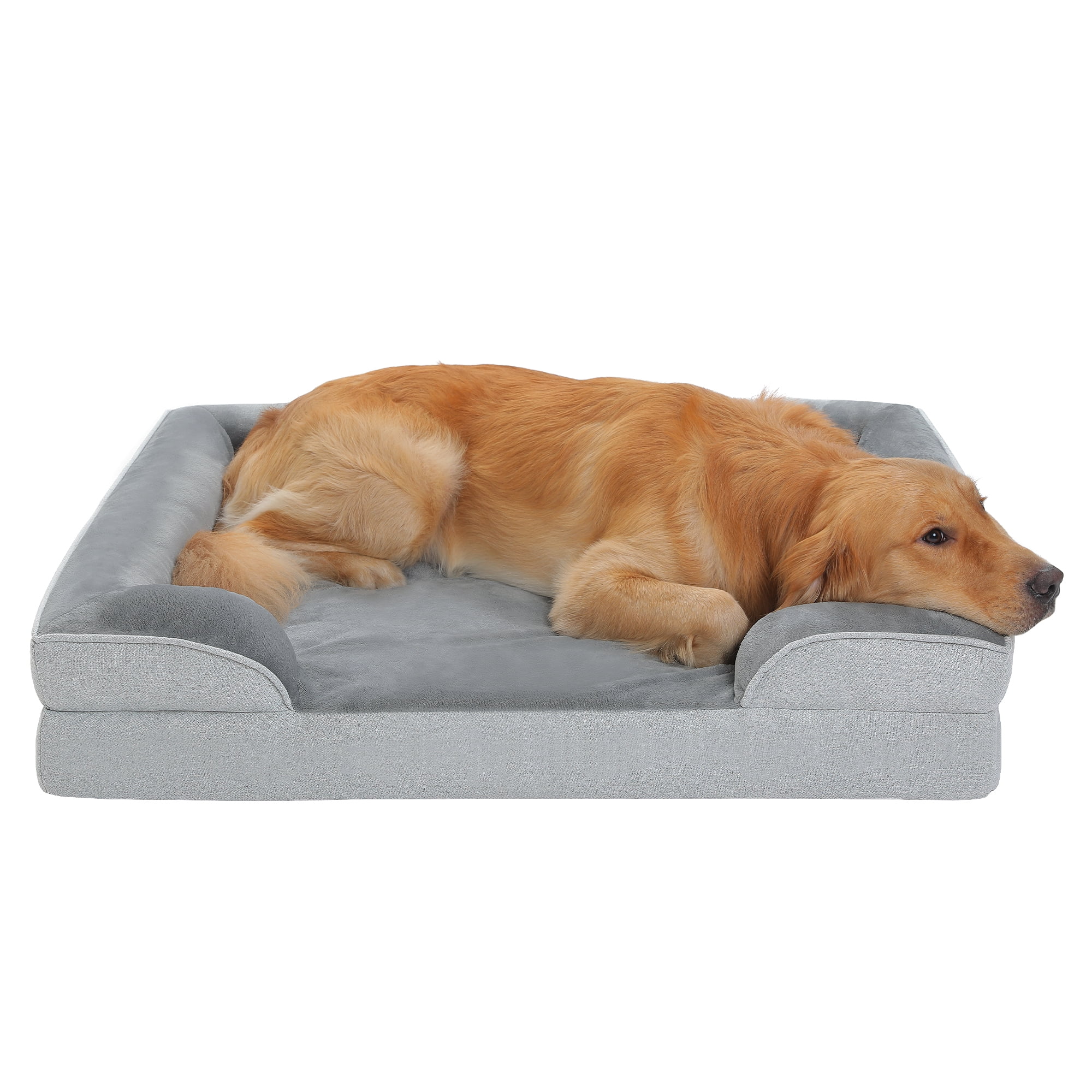 PAWZ Road Orthopedic Dog Bed Removable Washable Cover Non-Slip Bottom Dog Sofa Bed, S-XL, Gray