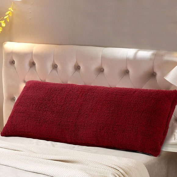 Reafort Housse/étui de Traversin en Sherpa Ultra Doux avec Fermeture Éclair 21 Pouces"x54 Pouces" (Housse de Traversin 21 Pouces"x54 Pouces" Rouge)