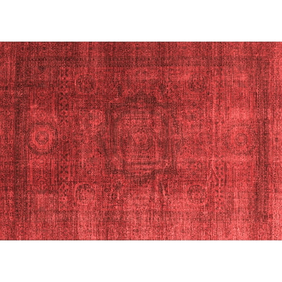 Ahgly Company Machine Washable Indoor Rectangle Abstract Red Modern Area Rugs, 5' x 7'