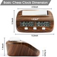 thumbnail image 2 of Reloj de ajedrez LEAP con temporizador digital profesional, aspecto de madera, 2 of 6