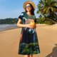 thumbnail image 4 of Disketp Forest Plant Raccoon para Vestido de Manga Corta para Mujeres, Vestidos de Verano para Mujeres, Casual y Holgado para la Playa, 4 of 6