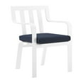 thumbnail image 1 of Modway Baxley Stackable Outdoor Patio Aluminum Dining Armchair in White/Navy, 1 of 9